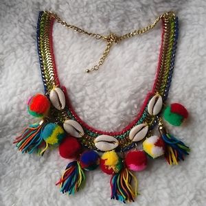 Colorful Pom Pom Bold Statement Necklace